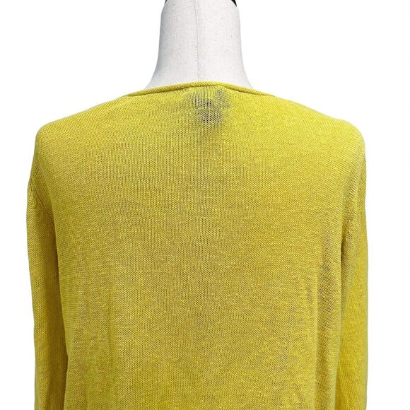 Eileen Fisher Medium Top 100% Linen Shirt Blouse Yellow Pullover Lagenlook Knit - Picture 3 of 11